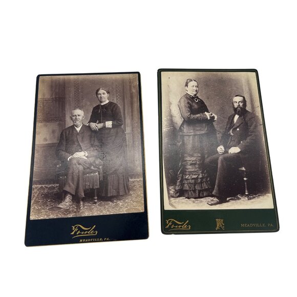 Lot of 7 Antique Cabinet Cards 1880s Meadville PA Fowler & Dunn Portrait Photos - Picture 4 of 7